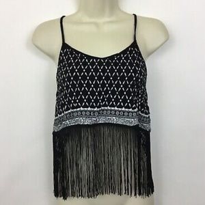 H&M x Coachella Black and White Fringe Crop Top
